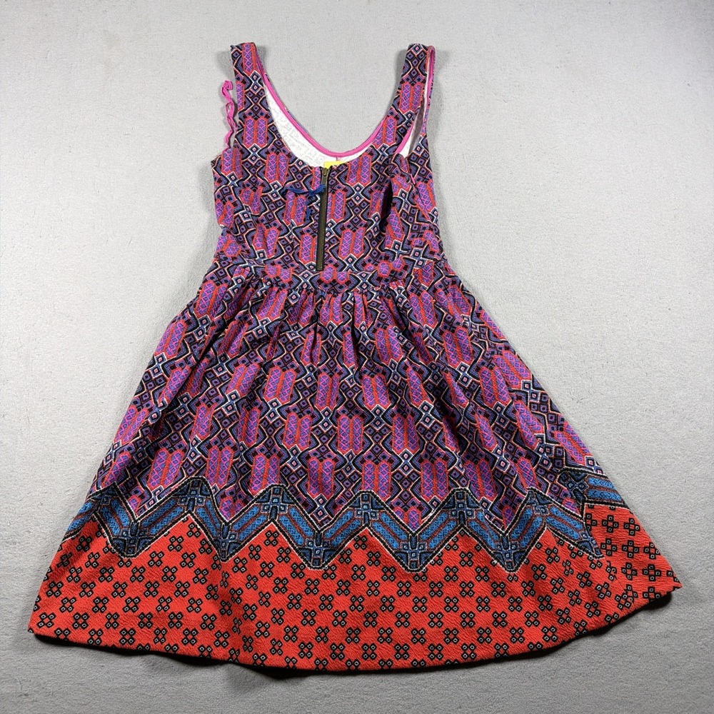 Maeve Dress Womens 6 Multicolor Geometric Fit Flare Scoop Neck Sundress Pockets